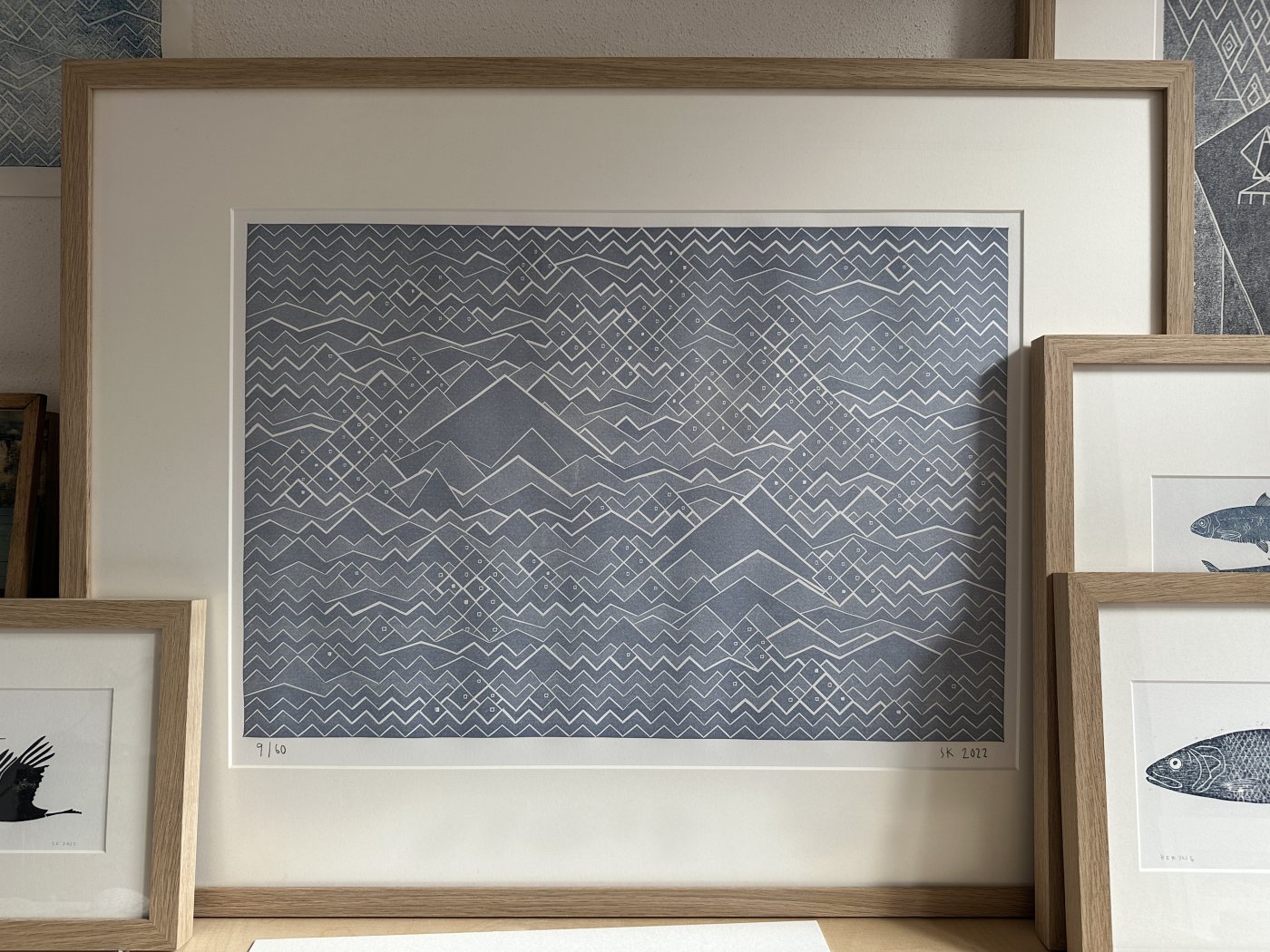 Muster VI im Eichenrahmen 60x80