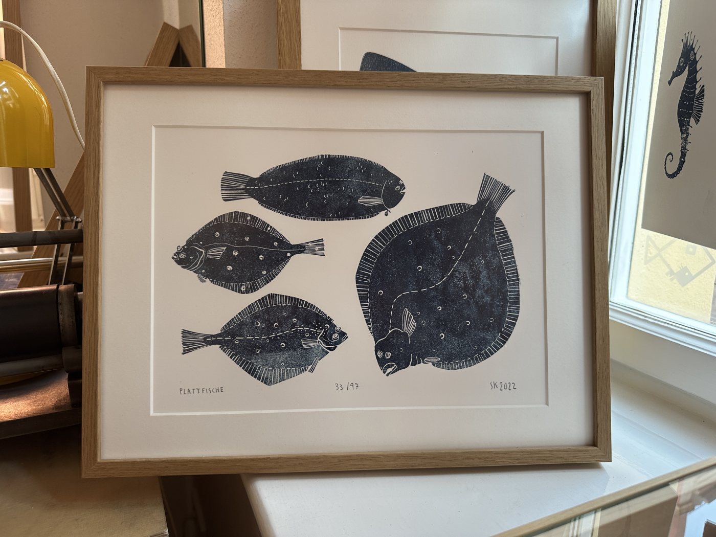 Plattfischfamilie in Eiche